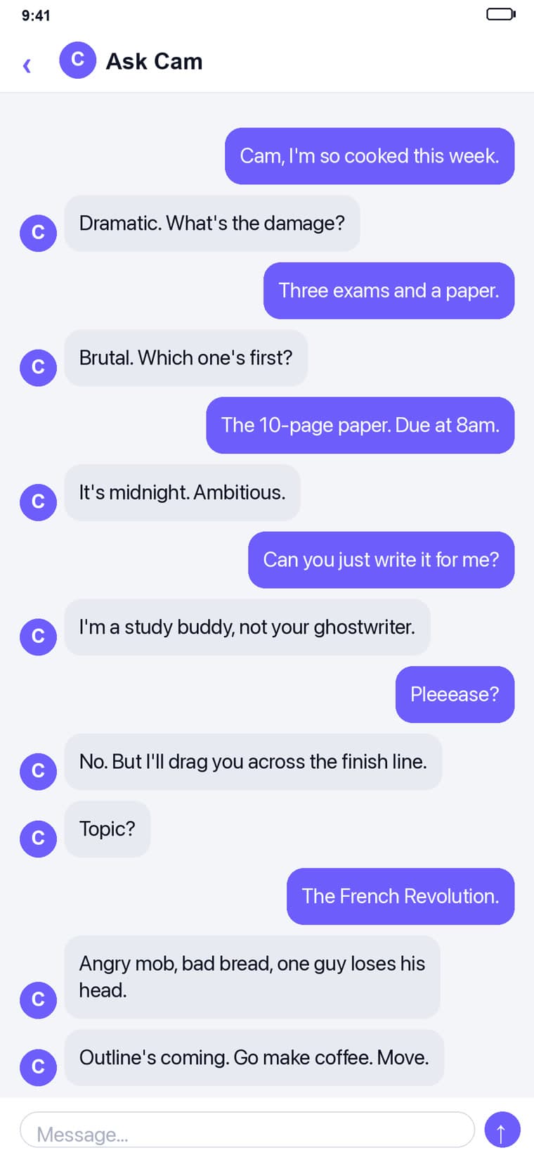 Chat with Cam, the AI study assistant